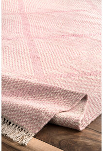 Dhurrie Pink Diamond Pattern Rug