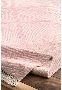 Dhurrie Pink Diamond Pattern Rug