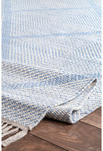 Dhurrie Blue Flatweave Wool Rug
