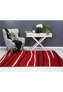 Emma Red Modern Striped Rug