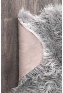 Fluffy Grey Fur Faux Sheepskin Rug