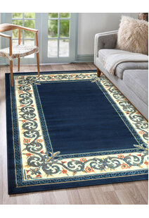 Gil Traditional Navy Border Rug