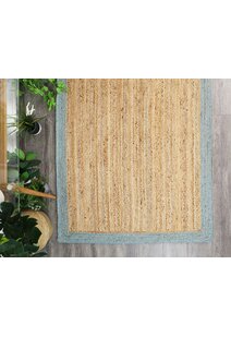 Harrold Blue Border Jute Rug