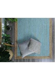 Harrold Light Blue Jute Border Rug