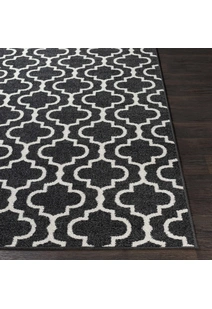 Jack Trellis Pattern Black Rug