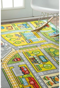 Kids Car Road Town Play Rug