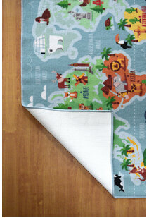 Kids World Map Sea Rug