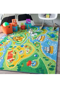 Kids Car Road Marine Town Rug