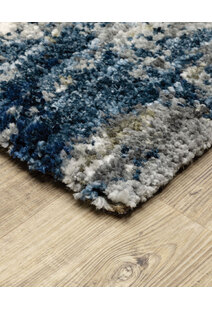 Kupa Blue Abstract Shaggy Rug
