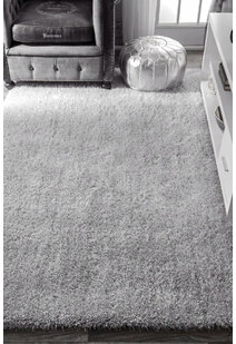 Liam Thick Plain Shaggy Silver Rug