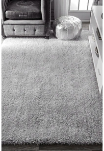 Liam Thick Plain Shaggy Silver Rug