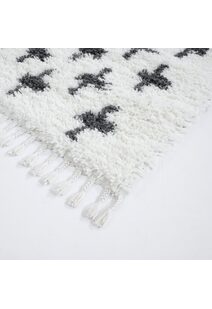 Larry Beige Moroccan Shaggy Rug