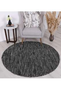 Natura Black Wool Flatweave Rug