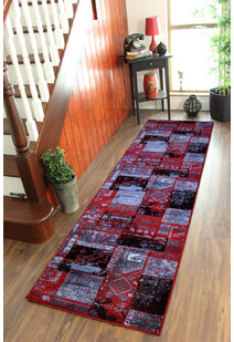 Paris Carved Red Patchwork Rug