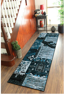 Paris Carved Blue Patchwork Rug