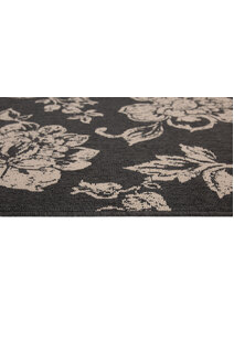 Pablo Black Floral Flatweave Rug