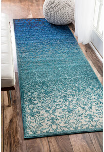 Roma Blue Transitional Floral Rug
