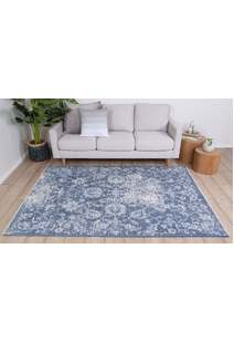 Ryan Blue Distressed Floral Rug