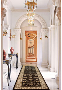 Star Black Traditional Oriental Rug