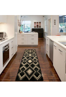 Storm Black Diamond Pattern Rug