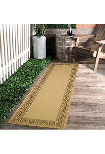 Sama Beige Greek Key Border Rug
