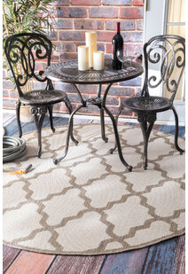 Subi Beige Trellis Flatweave Rug