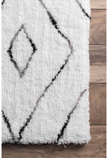 Symphony Moroccan White Shag Rug