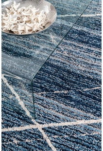 Symphony Blue Striped Shag Rug
