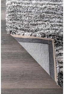 Symphony Grey Striped Shag Rug
