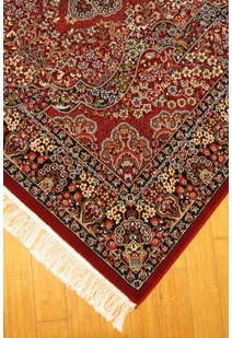 Tapis Red Traditional Fringed Rug