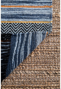 Tami Blue Striped Tassel Rug