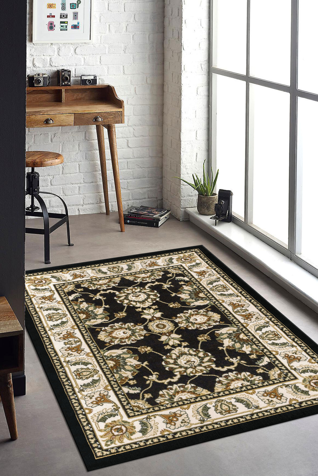 Large View Atlanta Traditional Classic Black Rug