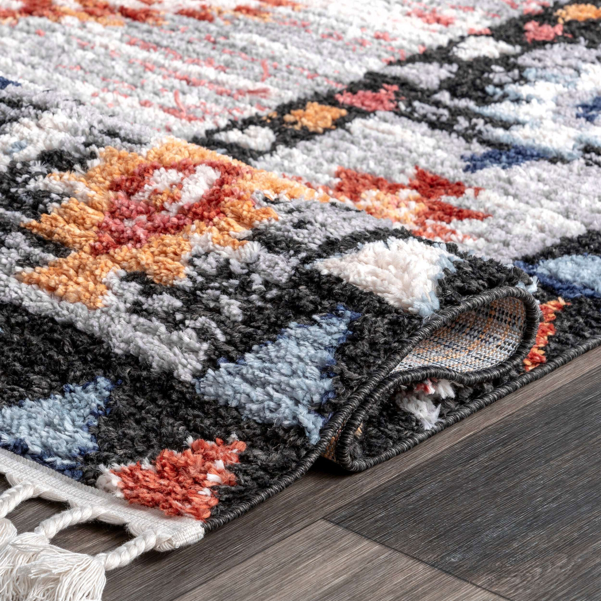 Large View Amara Moroccan Tribal Fringed Rug