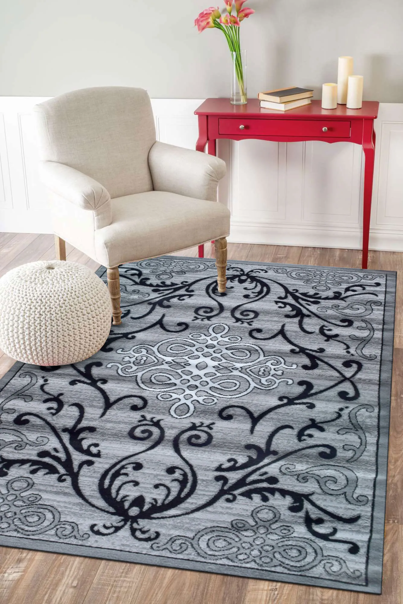 Large View Americo Grey Medallion Rug