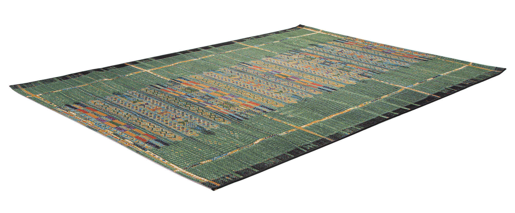 Large View Aperto Green Tribal Pattern Rug