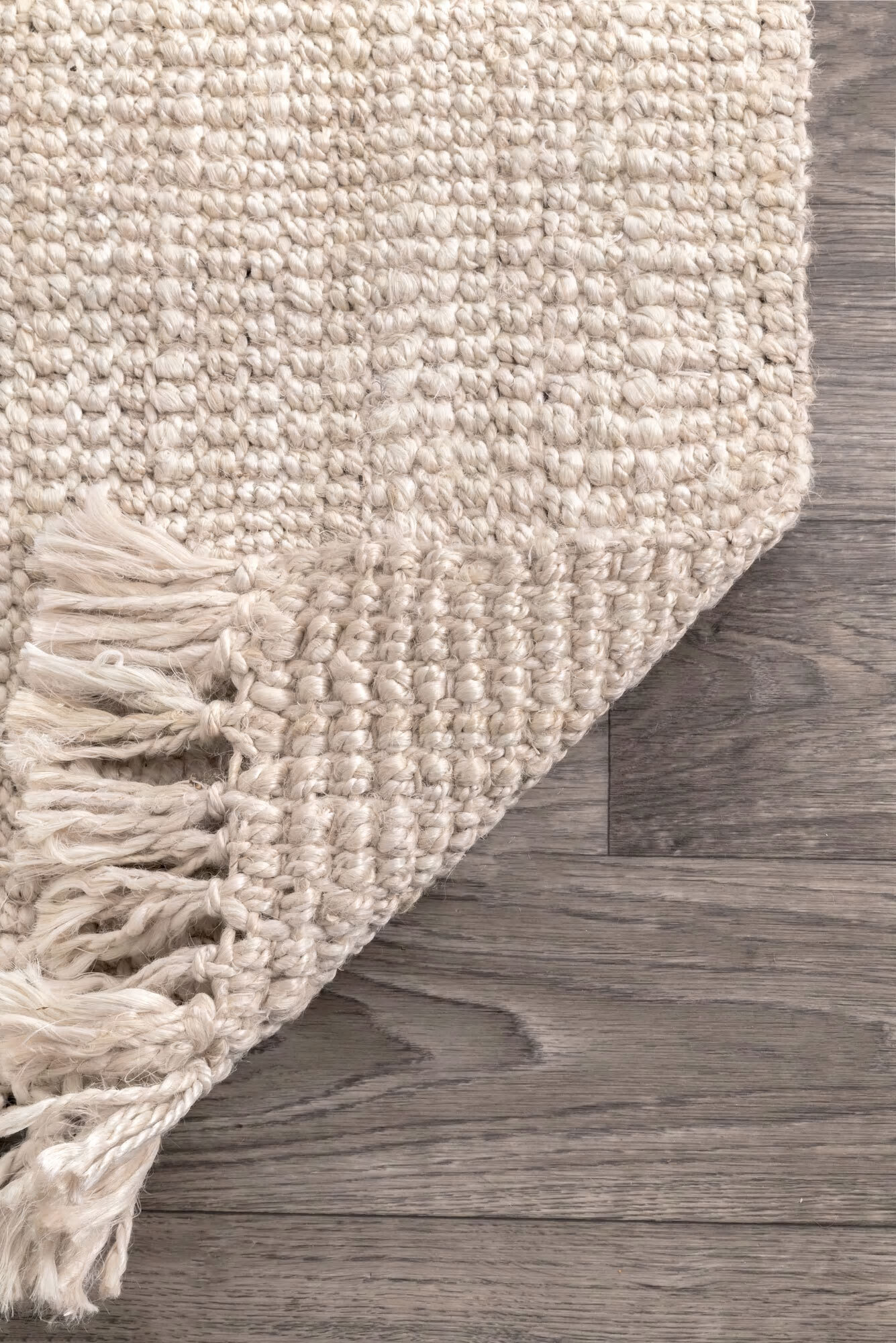 Large View Bleach Jute Hand Woven Rug