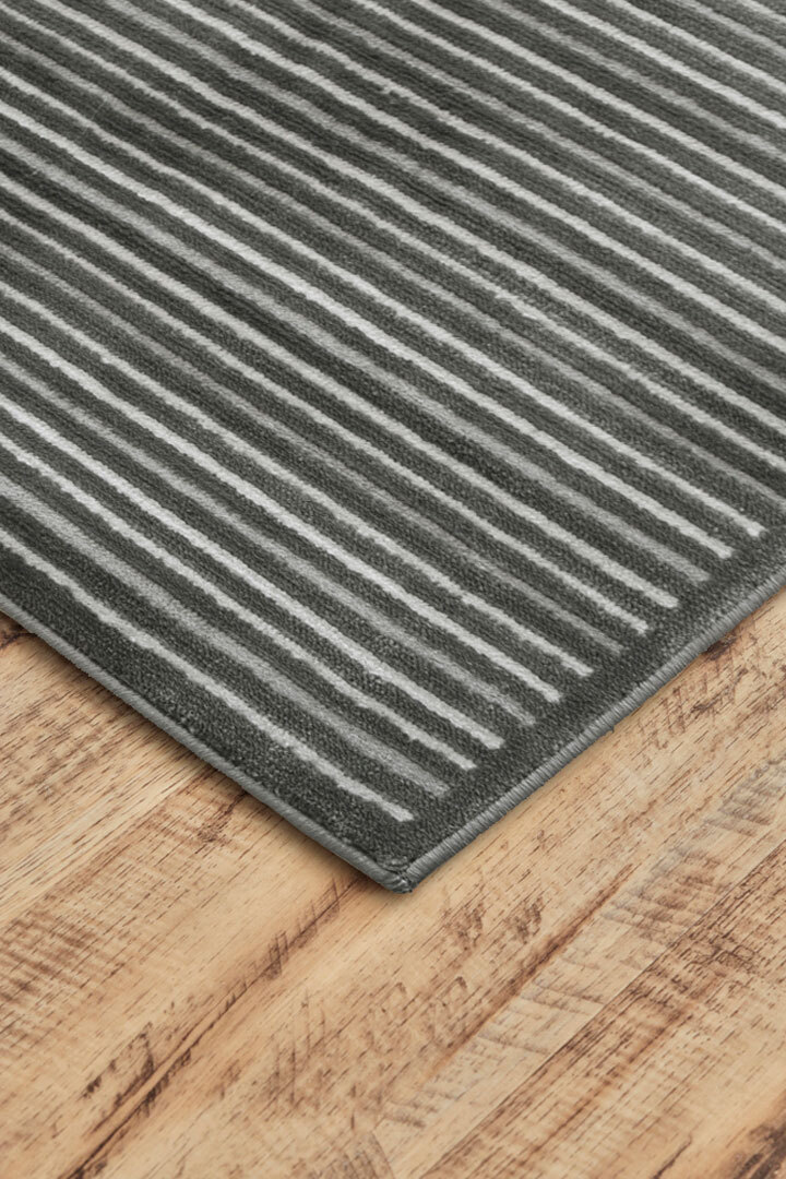 Large View Brigitte Modern Grey Striped Rug