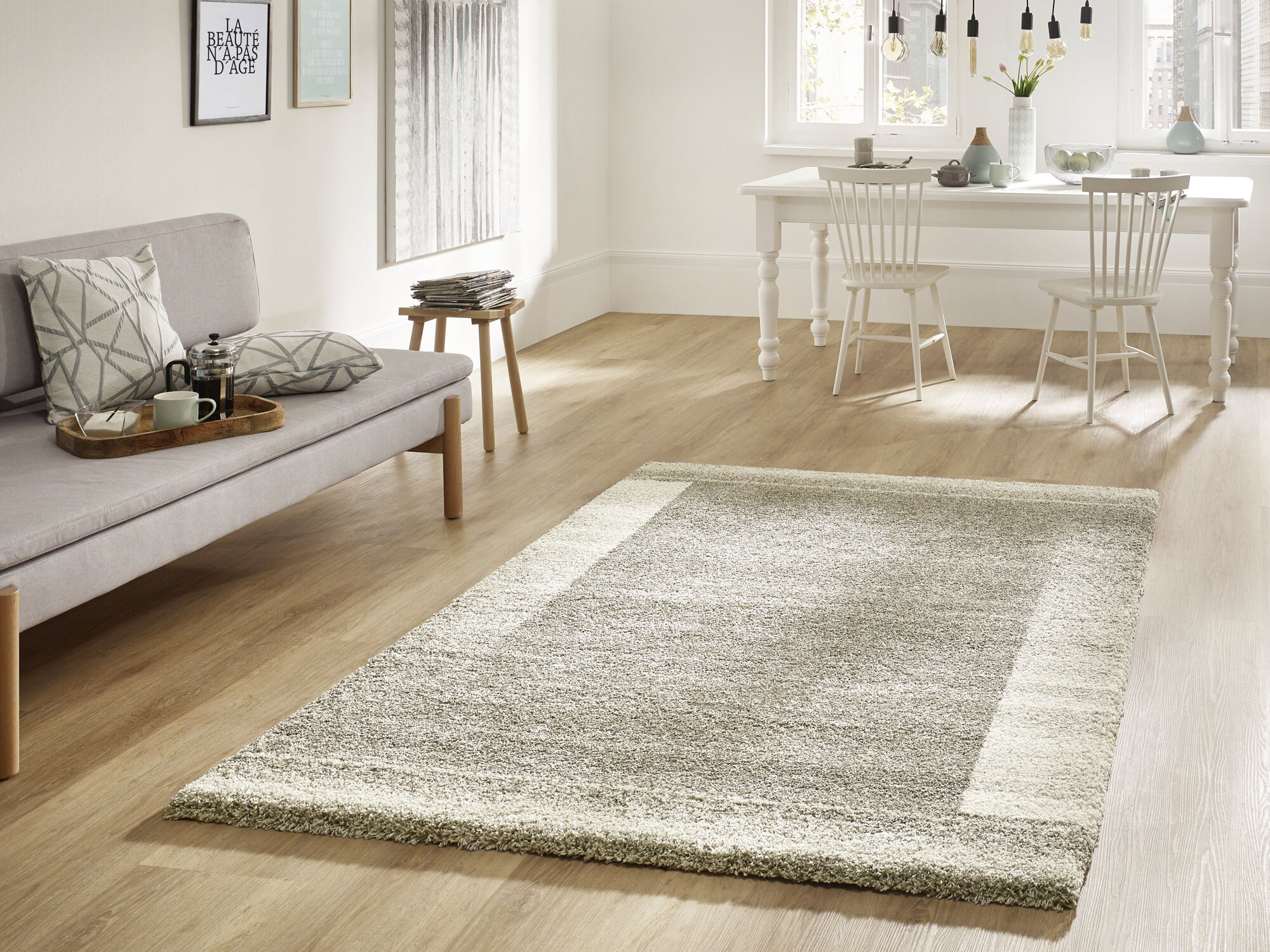 Large View Boston Beige Border Modern Rug