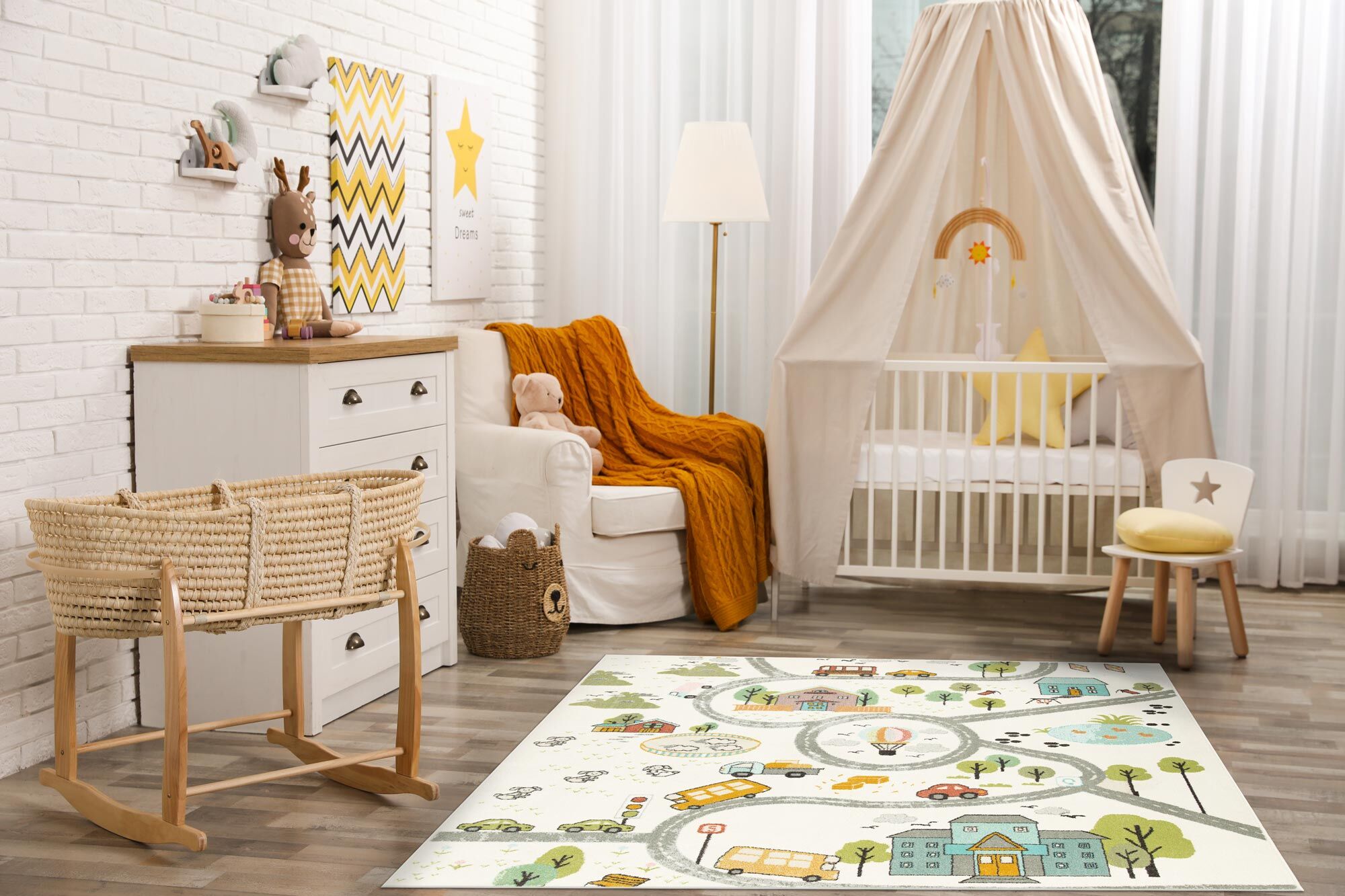 Large View Candy Road Kids Square Rug