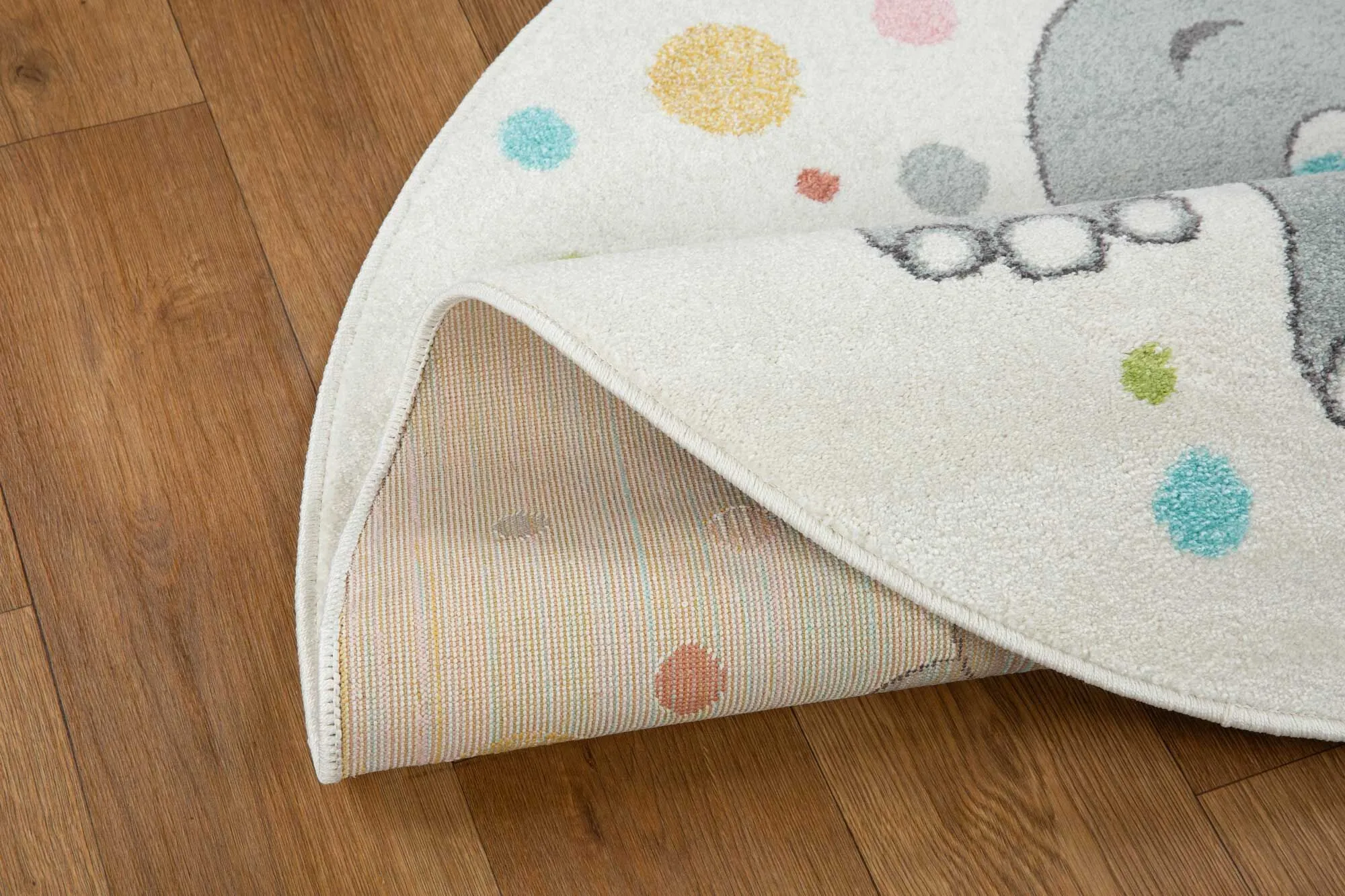 Large View Candy Elephant Kids Round Rug