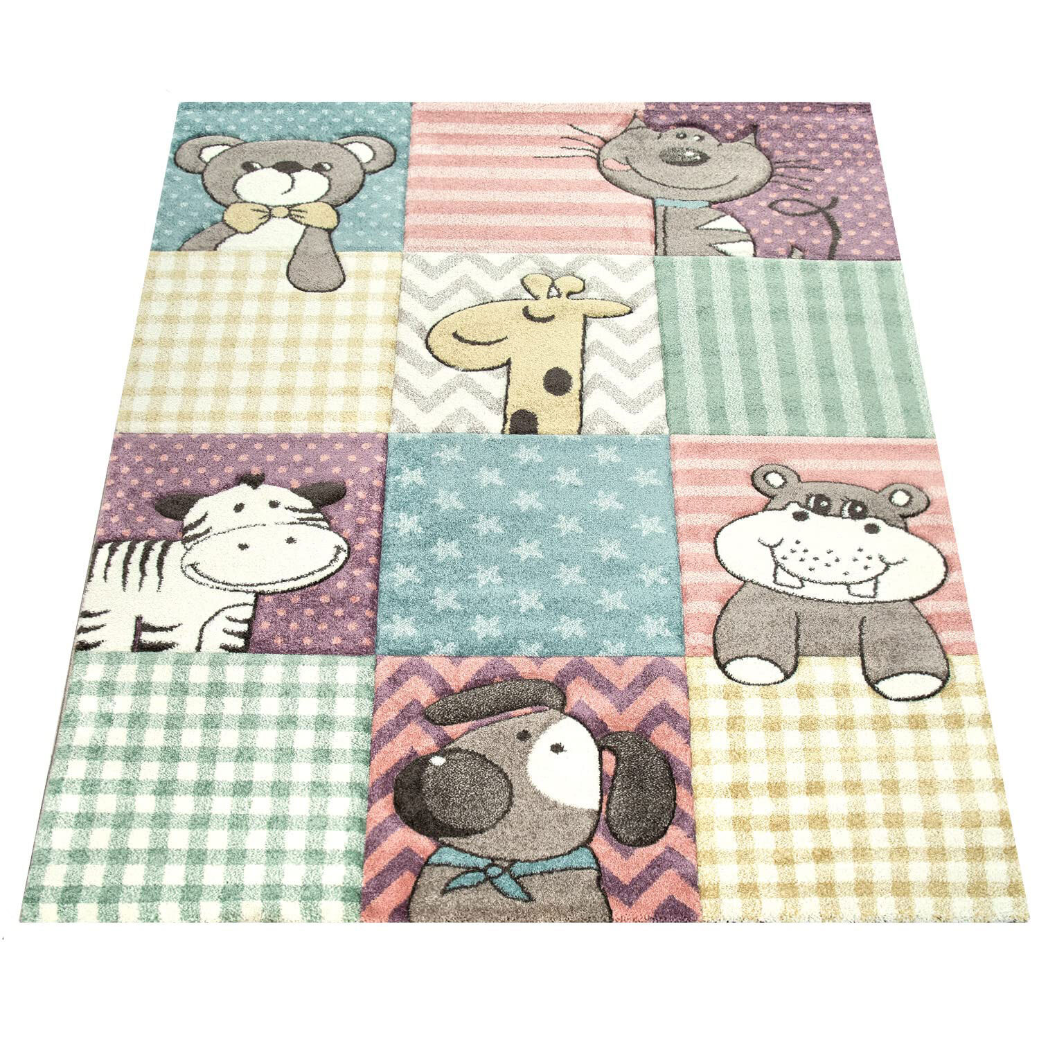 Large View Charlie Cute Animal Nursery Rug