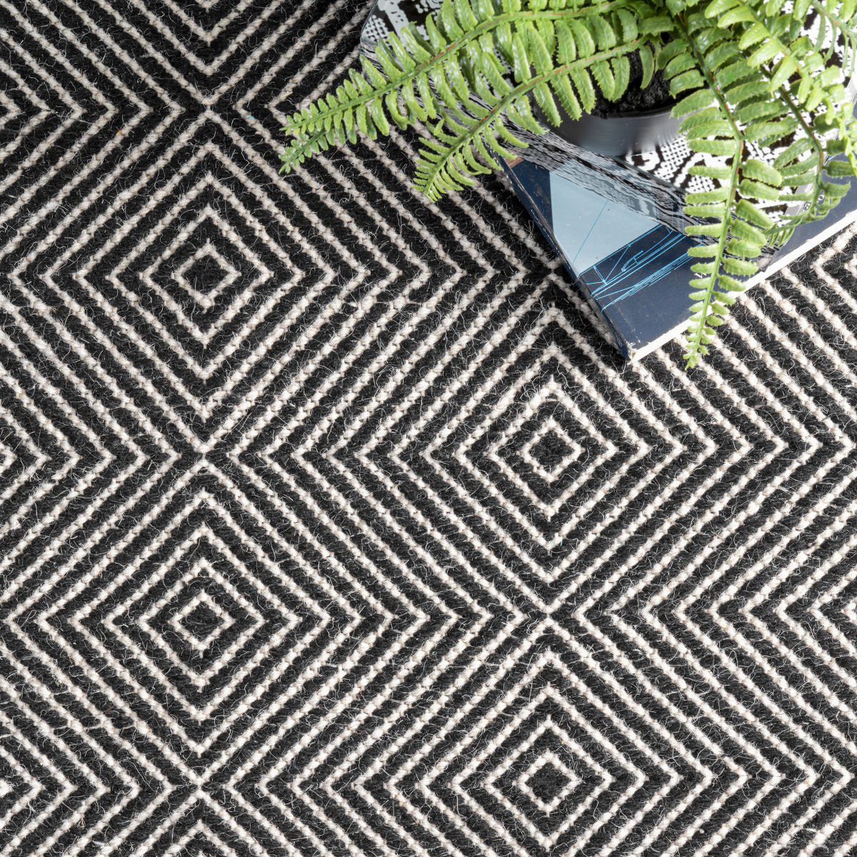 Large View Dhurrie Black Flatweave Wool Rug