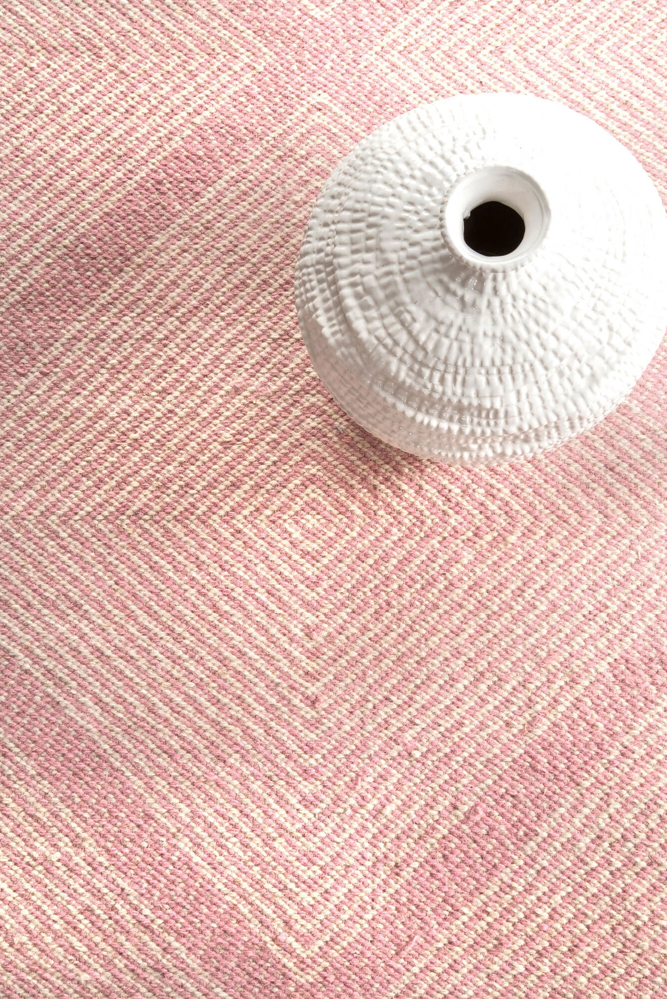 Large View Dhurrie Pink Diamond Pattern Rug