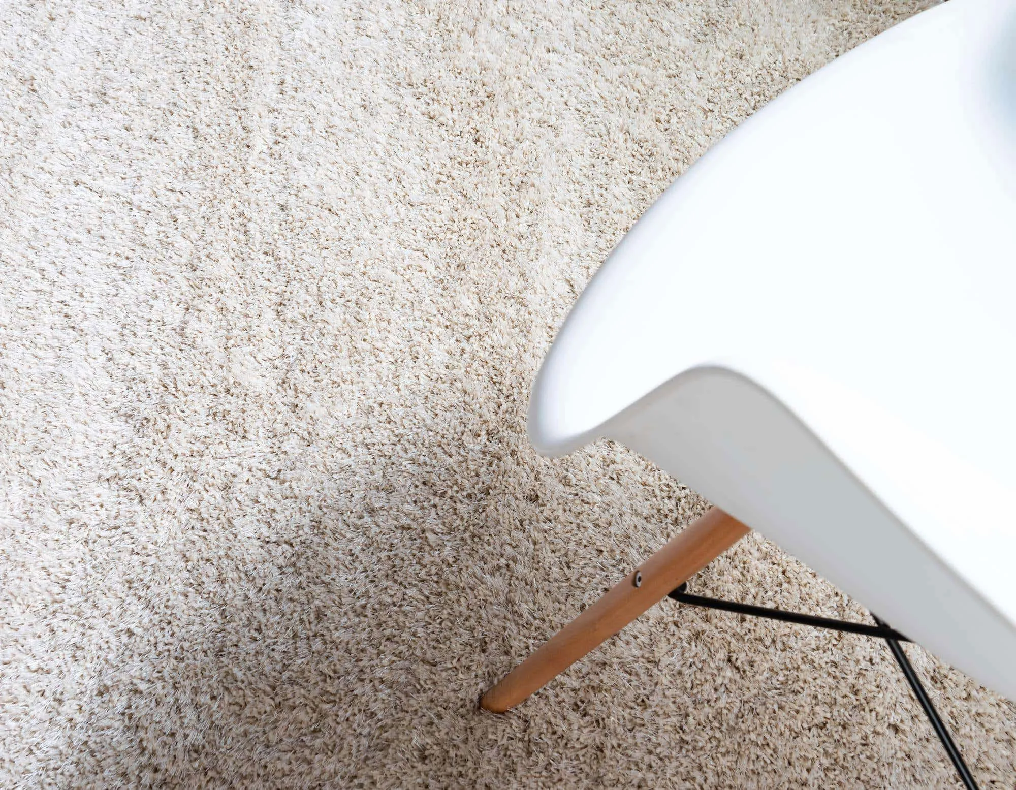 Large View Dream Plain Beige Shaggy Rug