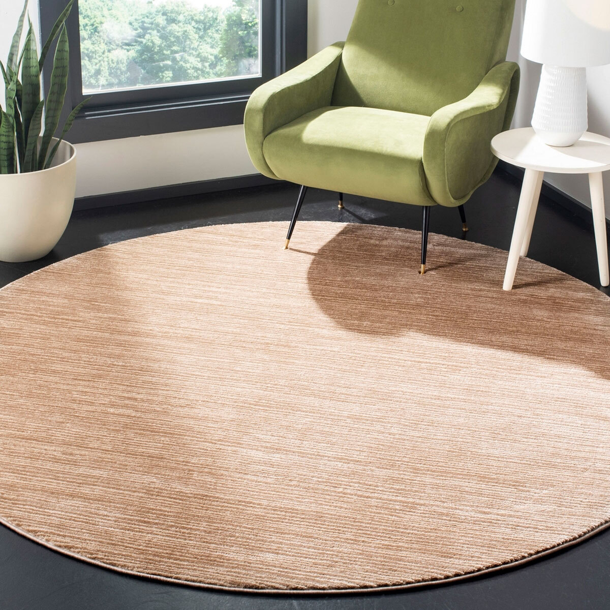 Large View Domani Modern Plain Brown Rug
