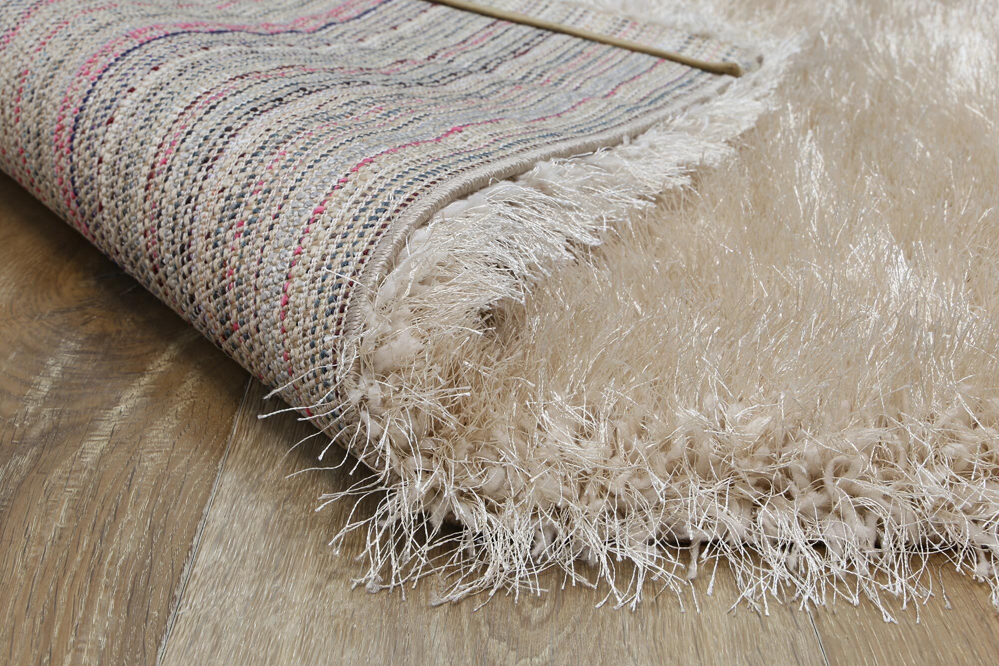Large View Elisa Plain Beige Thick Shaggy Rug