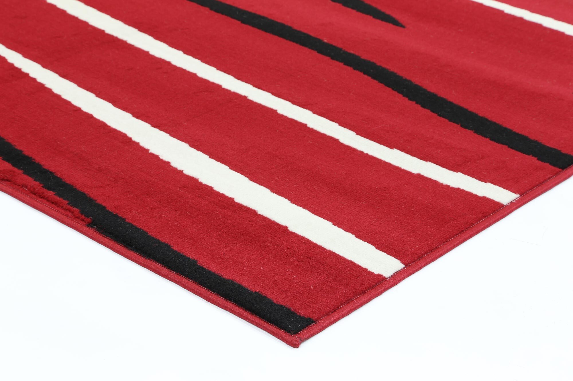 Large View Emma Red Modern Striped Rug