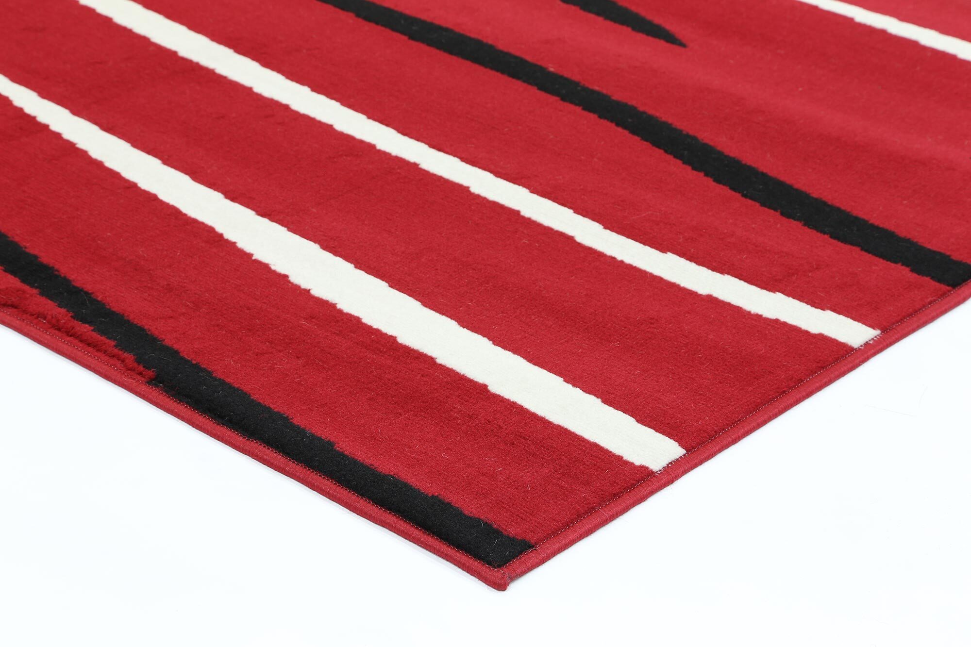 Emma Red Modern Striped Rug