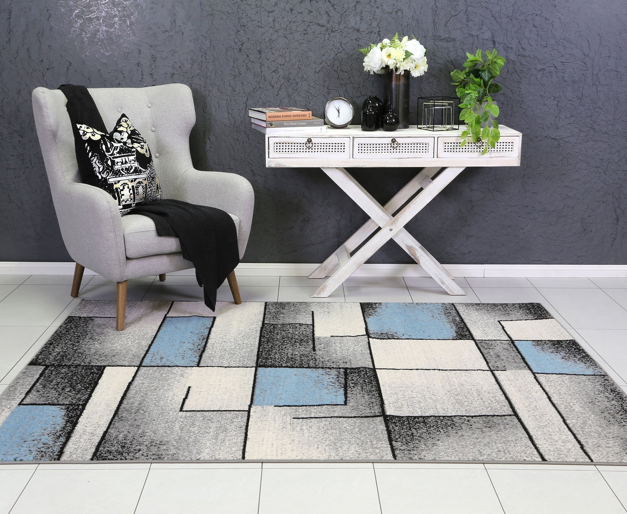 Emma Blue Modern Abstract Rug