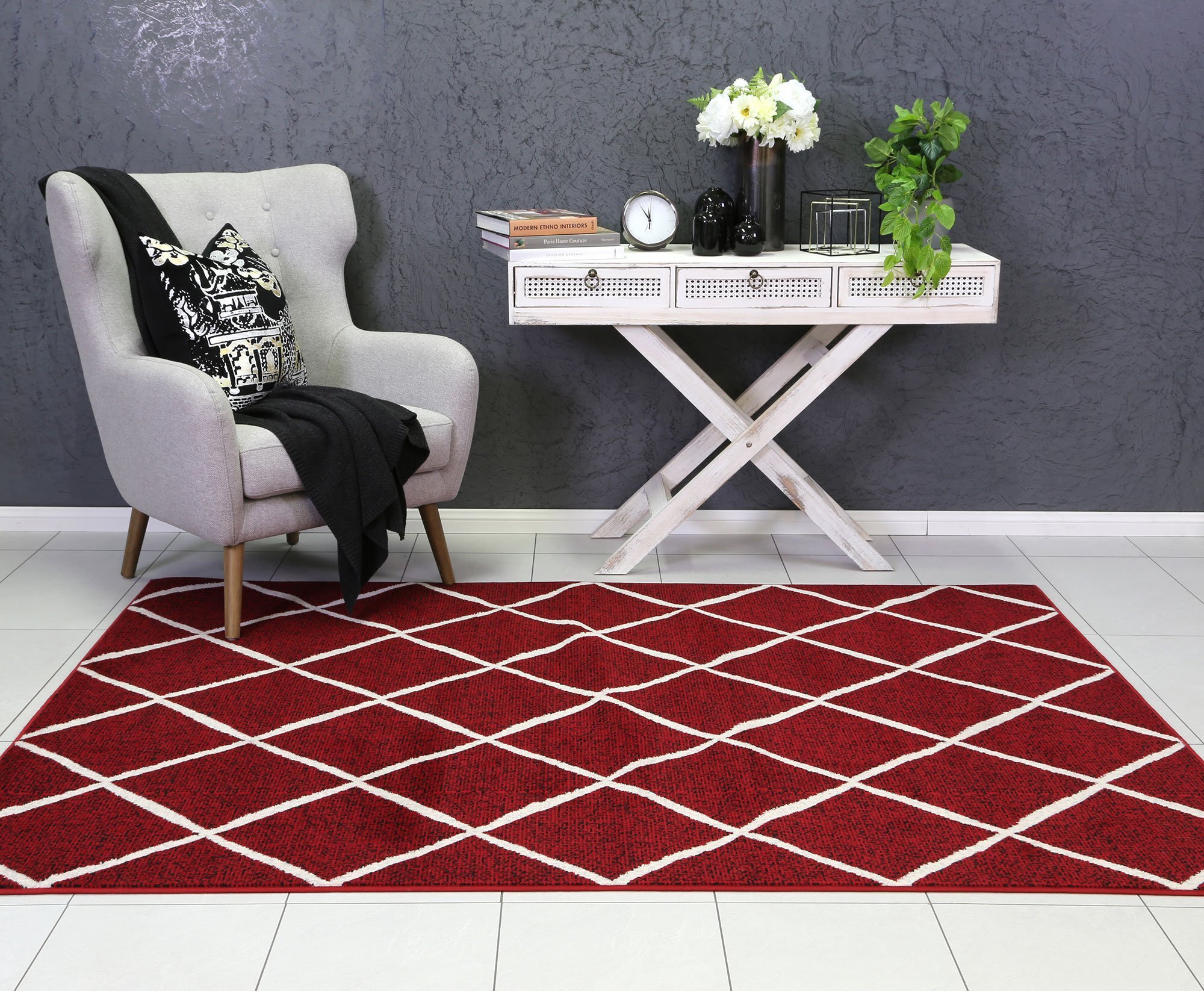 Large View Emma Modern Trellis Rug